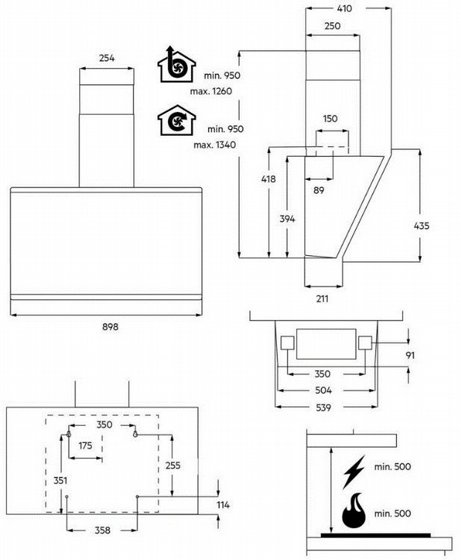 ���� ���� ������� ����� 90 �"� AEG GV77D91SB 7000 Series ���� SilenceTech Hob2Hood ����� 760 �"� ����