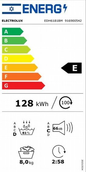 ����� ����� ���������� EDH6181BM 8 �"� Heat Pump GentleCare 600 Silk Drum MixCare