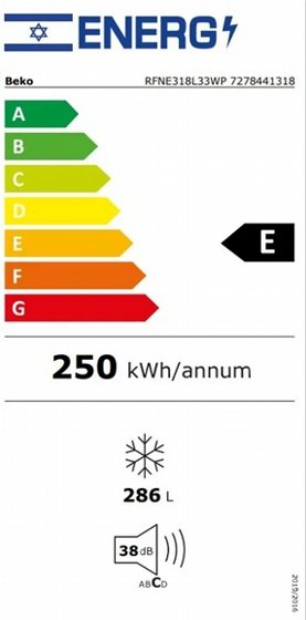 ����� No-Frost ��� Beko ���� 286 ���� ��� RFNE318L33WP �� 8 ��� ����� ������ ���