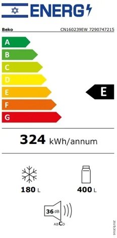 ���� ����� ����� ��� Beko ���� 580 ���� ��� CN160239EW ������ ��� ����� - No-Frost
