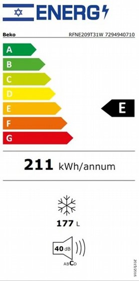 ����� No-Frost ��� Beko ���� 177 ���� ��� RFNE209T31W �� 5 ��� ����� ������ ���