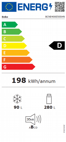 ���� �������� 70 �"� BEKO ��� BCNE400E50SHN ��� 370 ���� �� ���������� EverFresh+