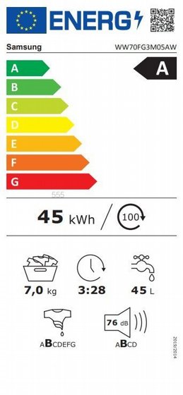 ����� ����� Samsung WW70FG3M05AW� 7 �"� AI Eco Bubble � ����� ������ A �-1400 ��"�